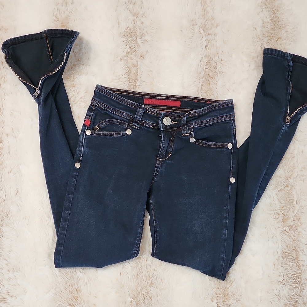 FIRE jeans Blue Flare Wide Leg Jeans with Contrasting Stitching